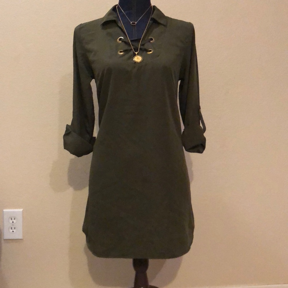 True Destiny Olive Green Dress Polyester Dress